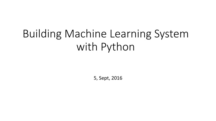 building machine learning system with python n.w