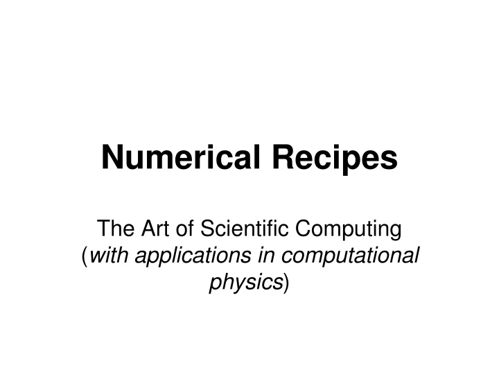 numerical recipes n.w