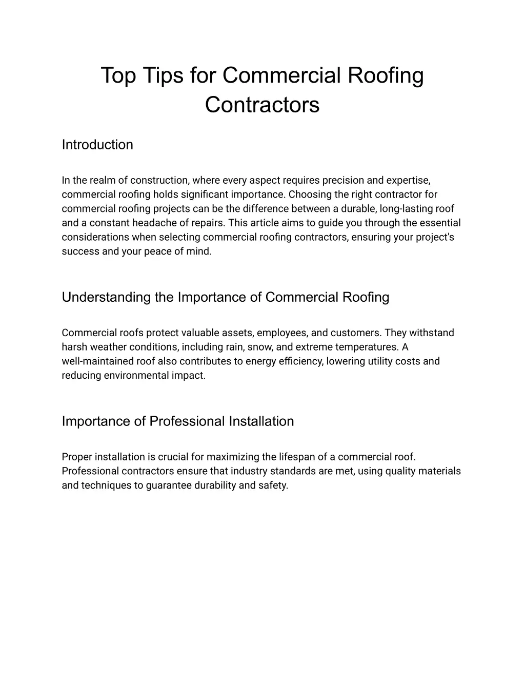 top tips for commercial roofing contractors n.
