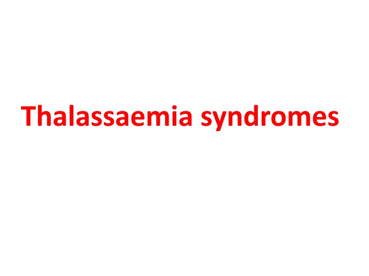 thalassaemia syndromes n.w