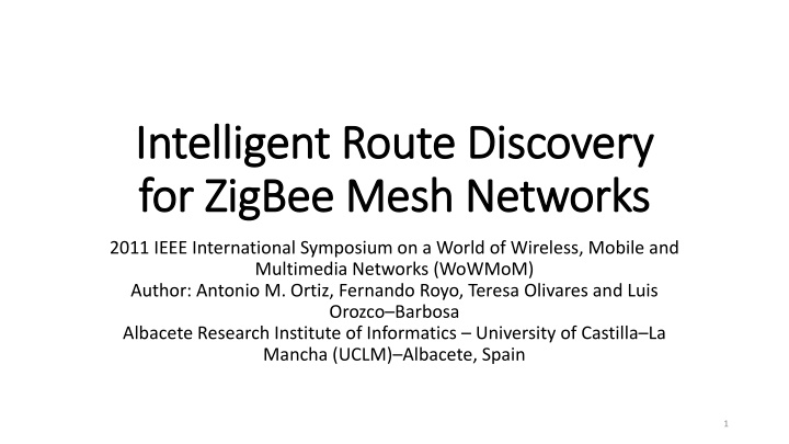intelligent route discovery intelligent route n.w