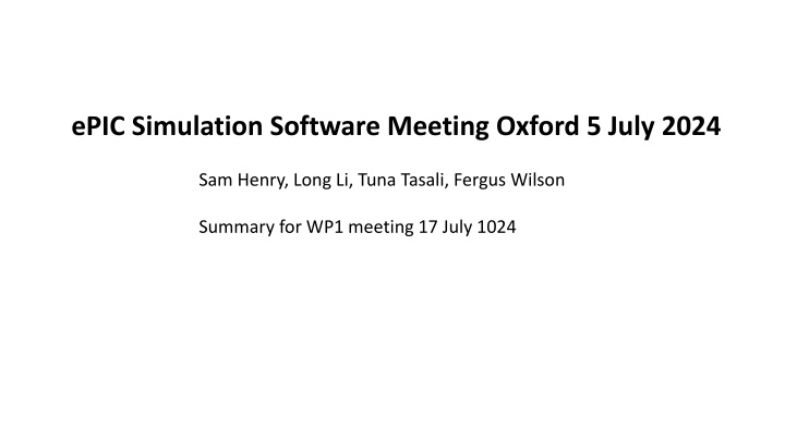 epic simulation software meeting oxford 5 july n.w