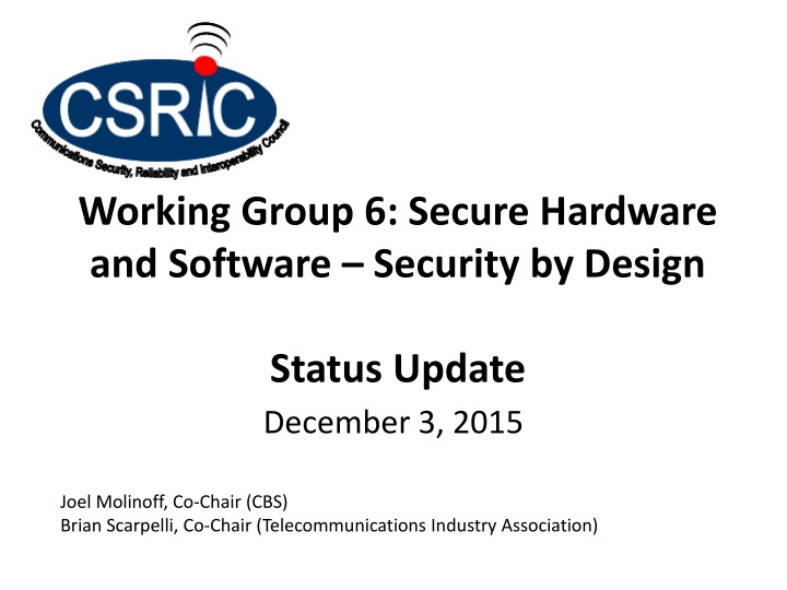 working group 6 secure hardware and software n.w