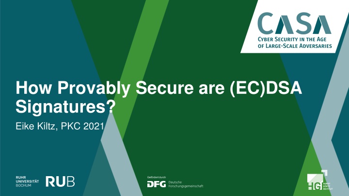 how provably secure are ec dsa signatures eike n.w