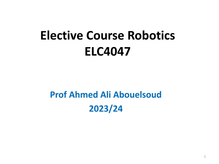 elective course robotics elc4047 n.w
