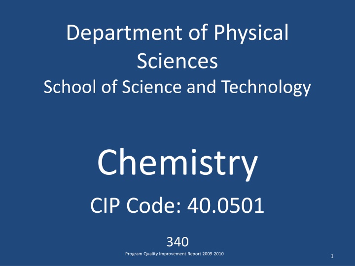 Chemistry Program Quality Report