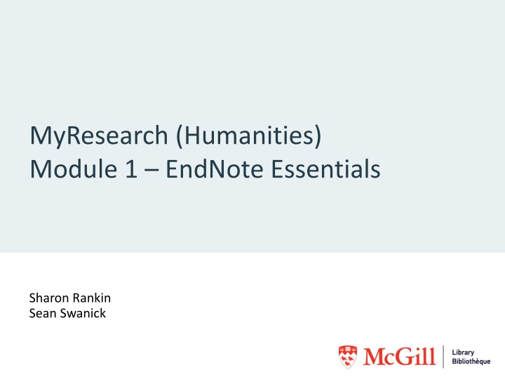 myresearch humanities module 1 endnote essentials n.w