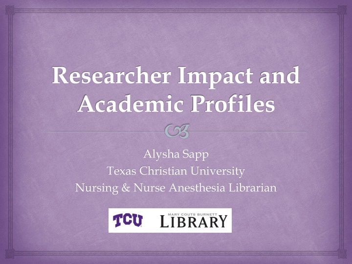 researcher impact and academic profiles n.w