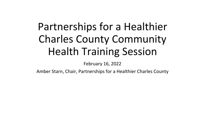 partnerships for a healthier charles county n.w