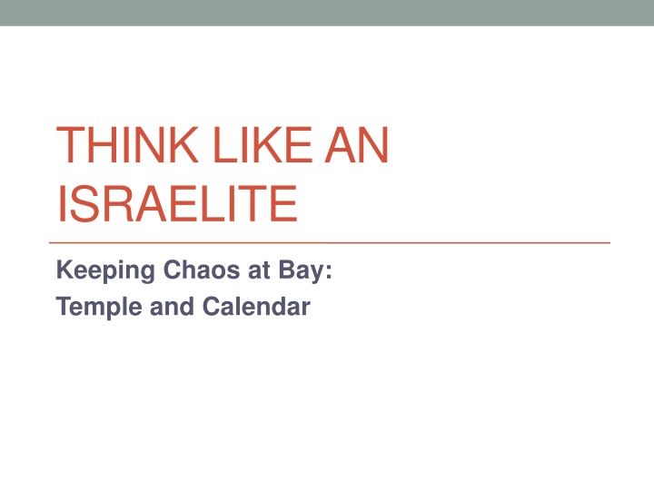 think like an israelite n.w