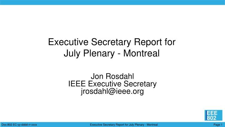 executive secretary report for july plenary n.w