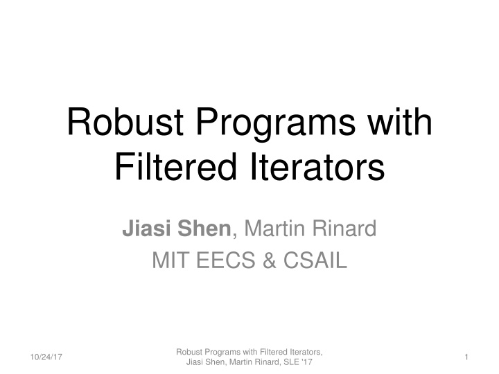 robust programs with filtered iterators n.w