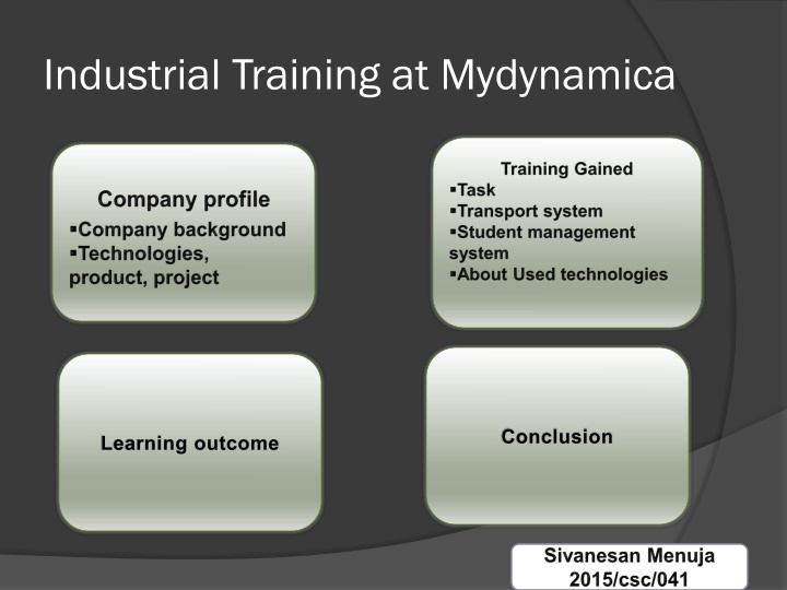 industrial training at mydynamica n.w