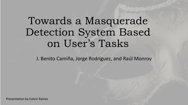 towards a masquerade detection system based n.w