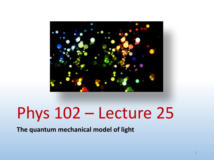 phys 102 lecture 25 the quantum mechanical model n.w