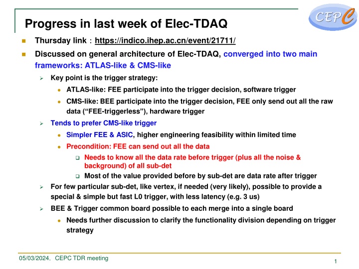 progress in last week of elec tdaq n.w