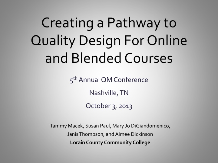 creating a pathway to quality design for online n.w