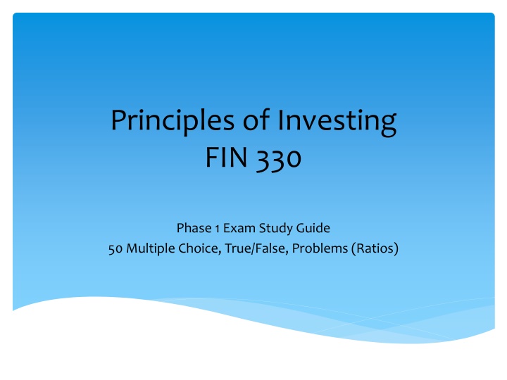 principles of investing fin 330 n.w
