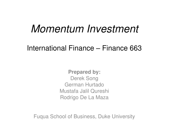 momentum investment n.w