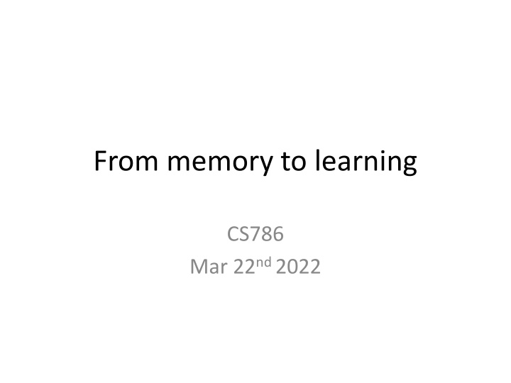 from memory to learning n.w