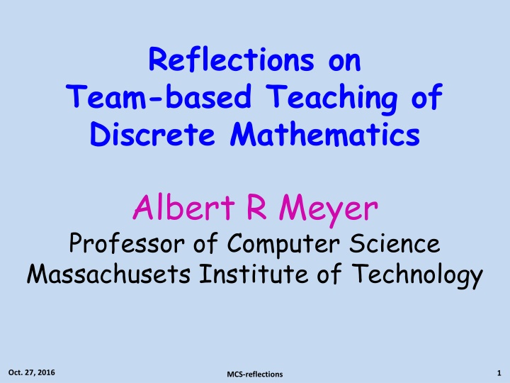 reflections on team based teaching of discrete n.w