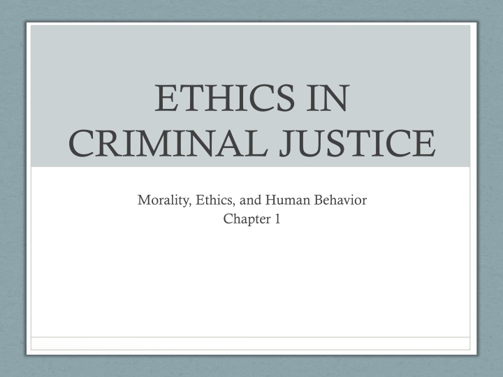 ethics in criminal justice n.w