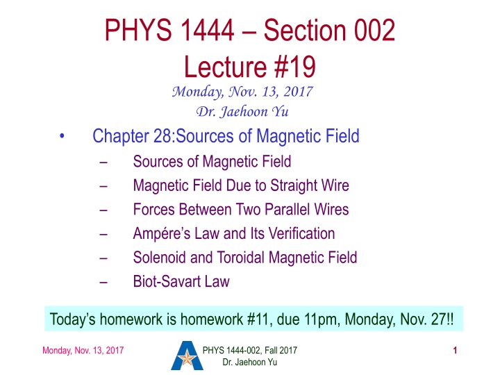 phys 1444 section 002 lecture 19 monday n.w