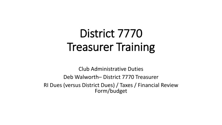 district 7770 district 7770 treasurer training n.w
