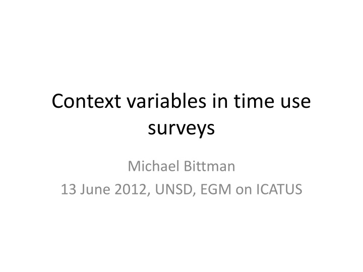 context variables in time use surveys n.w