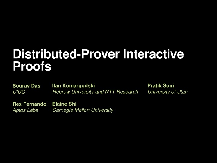 distributed prover interactive proofs n.w