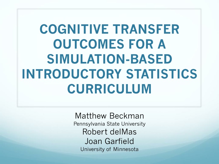 cognitive transfer outcomes for a simulation n.w