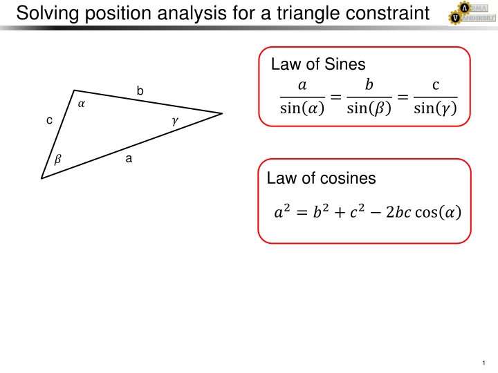 solving position analysis for a triangle n.w