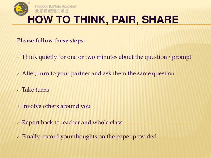 how to think pair share n.w