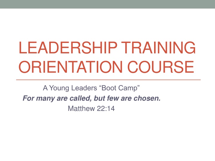 leadership training orientation course n.w