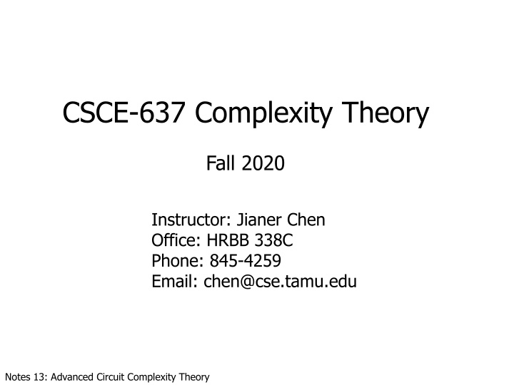 csce 637 complexity theory n.w