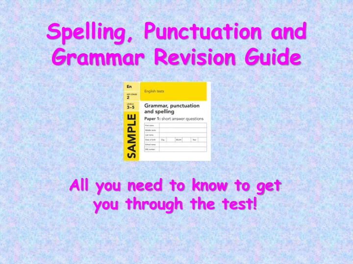spelling punctuation and grammar revision guide n.w