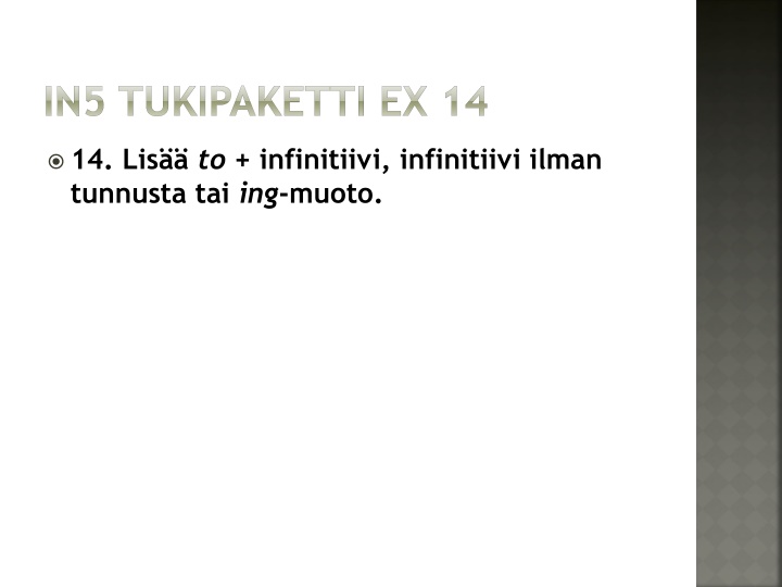 in5 tukipaketti ex 14 n.w