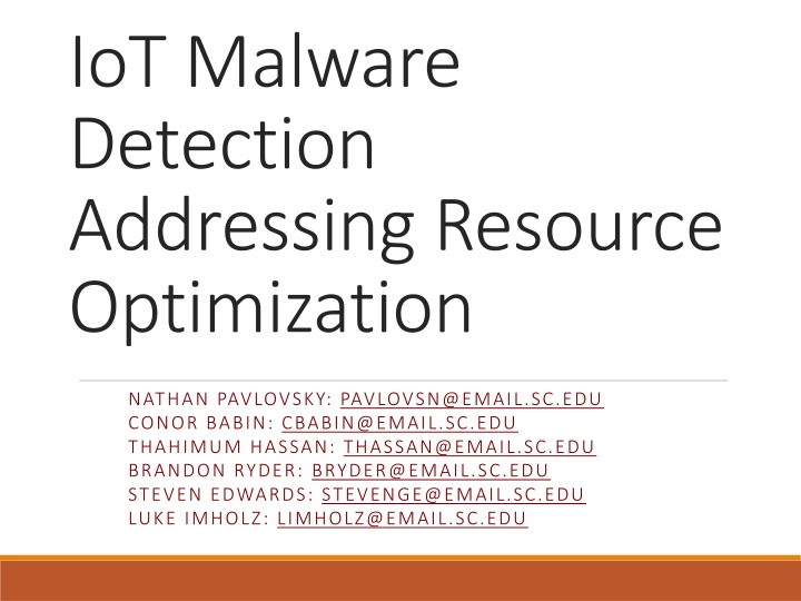 iot malware detection addressing resource n.w
