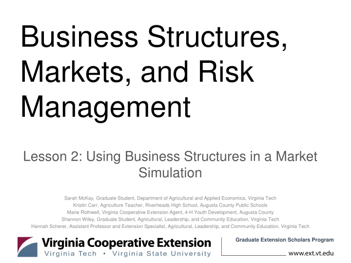 business structures markets and risk management n.w