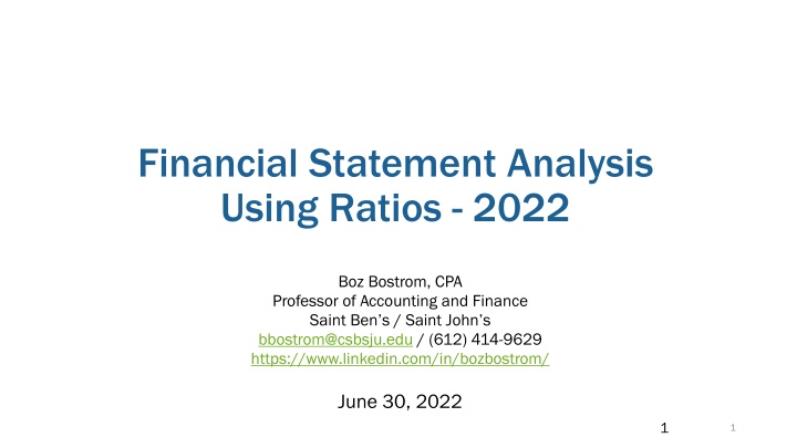 financial statement analysis using ratios 2022 n.w