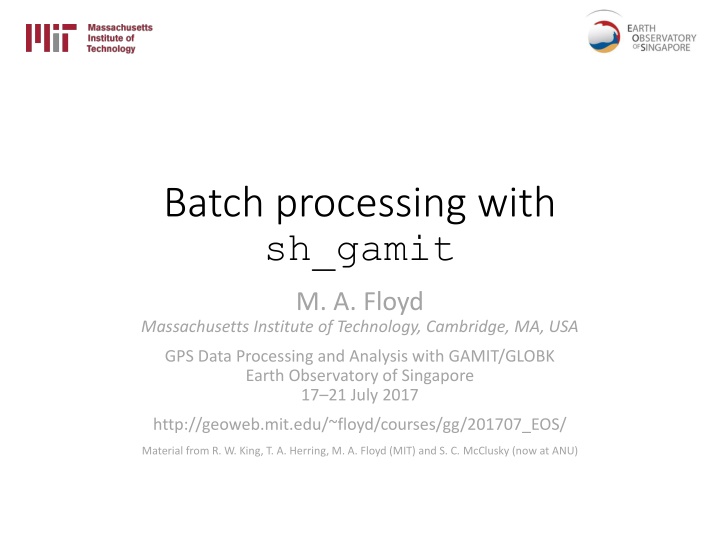 batch processing with sh gamit n.w