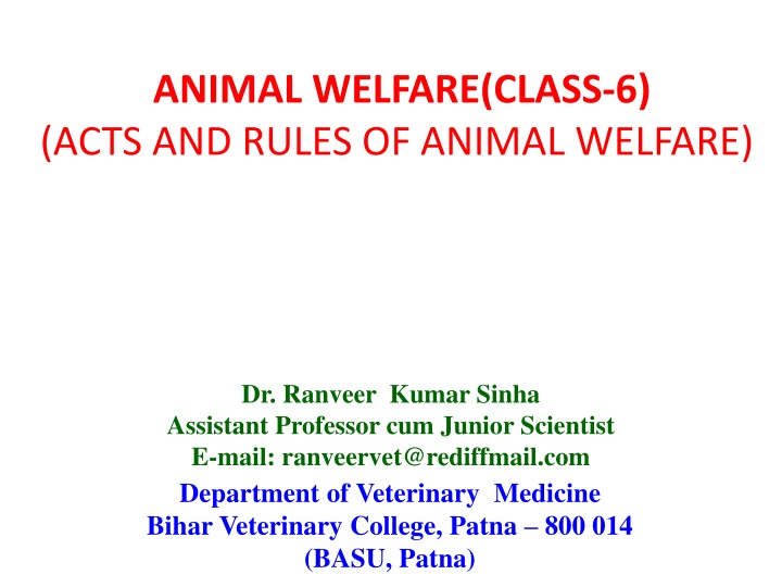animal welfare class 6 acts and rules of animal n.w