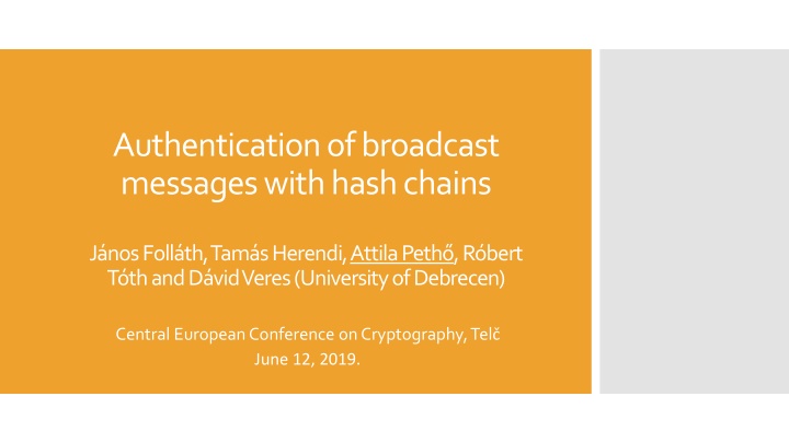 authenticationof broadcast messages with hash n.w