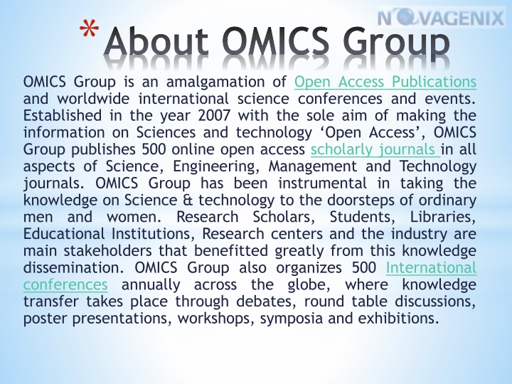 about omics group n.w