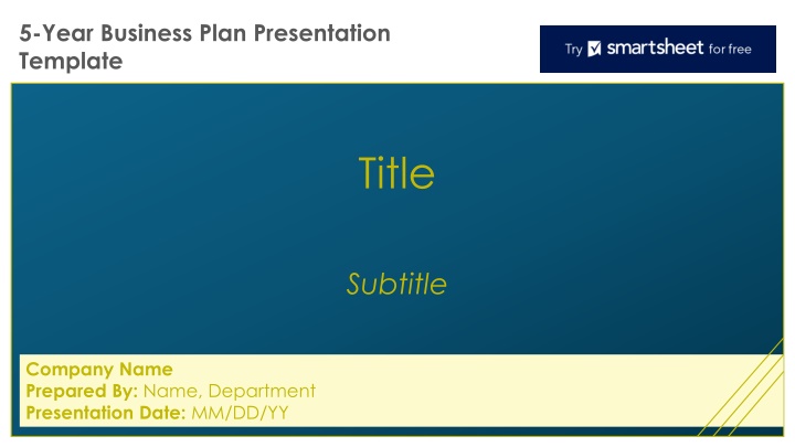 5 year business plan presentation template n.w