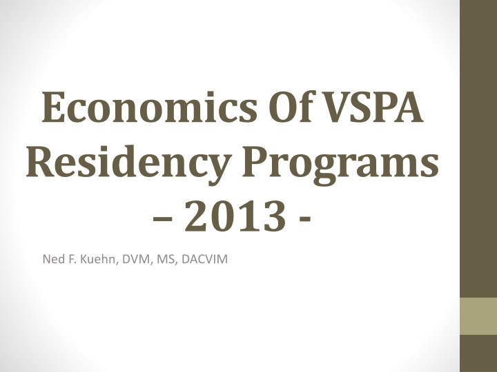 economics of vspa residency programs 2013 n.w