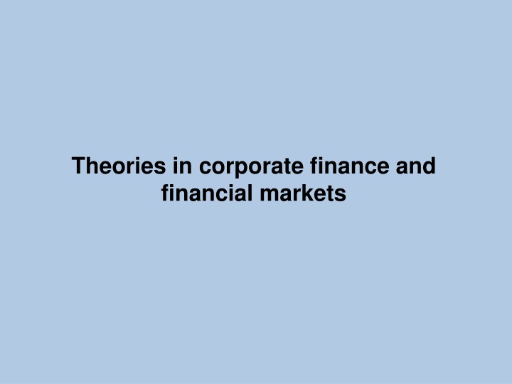 theories in corporate finance and financial n.w