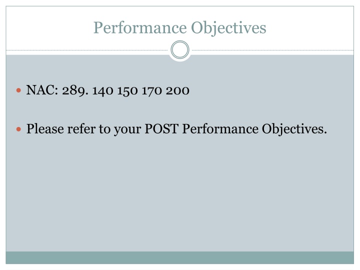 performance objectives n.w