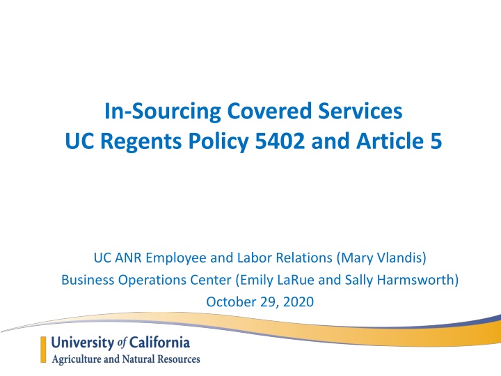 UC Regents Policy 5402 and Article 5 Overview