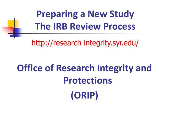 preparing a new study the irb review process n.w